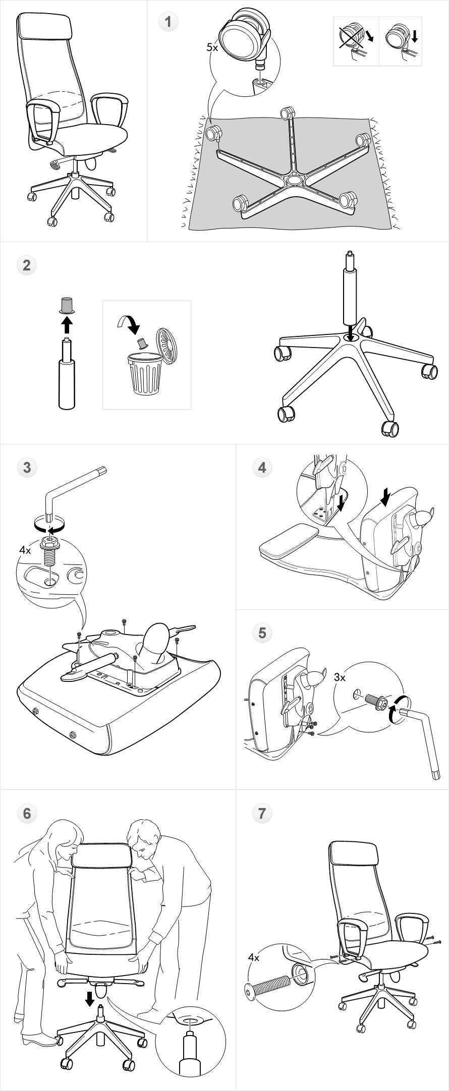 Инструкция по сборке офисного кресла